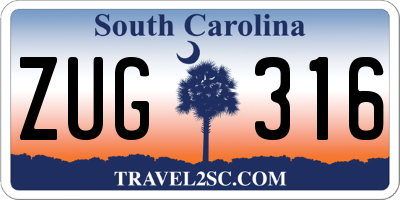 SC license plate ZUG316