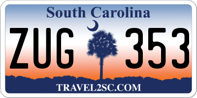 SC license plate ZUG353