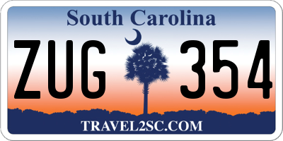 SC license plate ZUG354