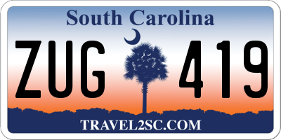 SC license plate ZUG419