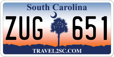 SC license plate ZUG651