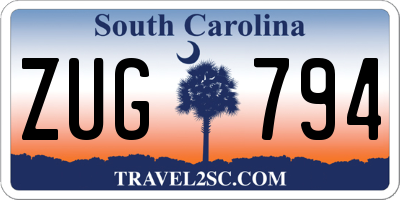 SC license plate ZUG794