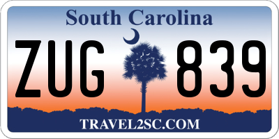 SC license plate ZUG839