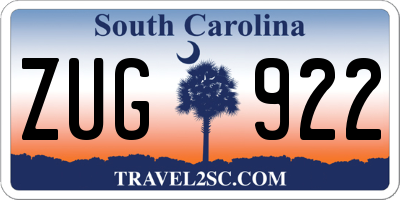 SC license plate ZUG922