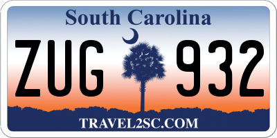 SC license plate ZUG932
