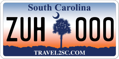 SC license plate ZUH000