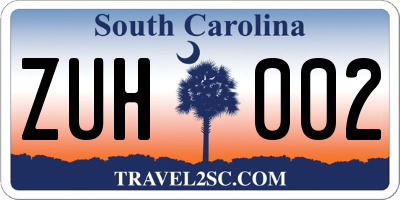 SC license plate ZUH002