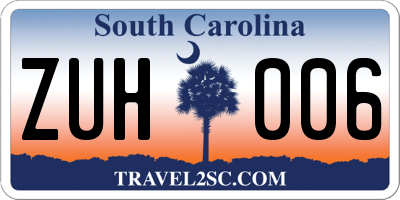 SC license plate ZUH006