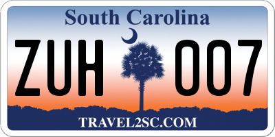 SC license plate ZUH007