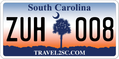 SC license plate ZUH008