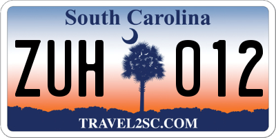 SC license plate ZUH012