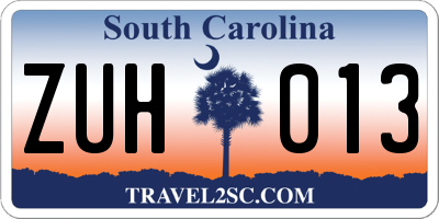 SC license plate ZUH013