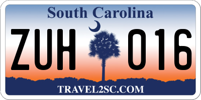 SC license plate ZUH016