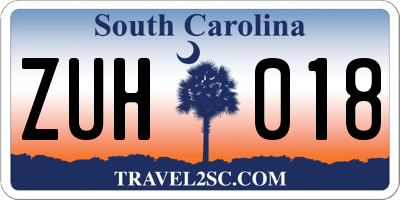 SC license plate ZUH018