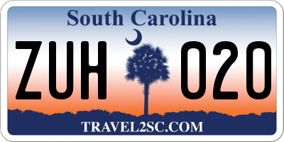 SC license plate ZUH020