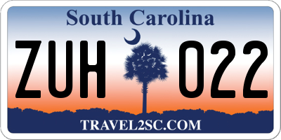 SC license plate ZUH022