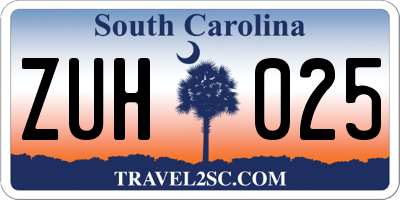SC license plate ZUH025
