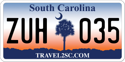 SC license plate ZUH035