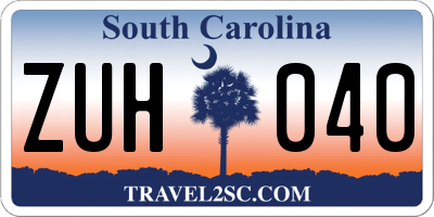 SC license plate ZUH040