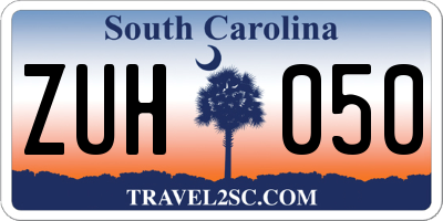 SC license plate ZUH050