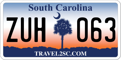SC license plate ZUH063
