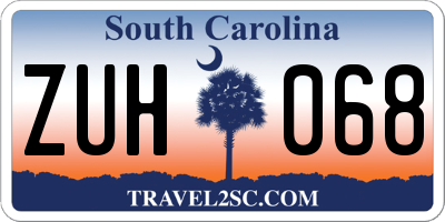 SC license plate ZUH068