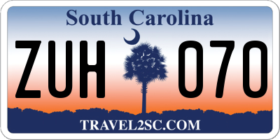 SC license plate ZUH070