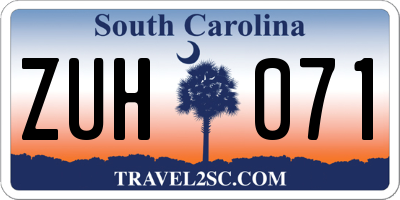 SC license plate ZUH071