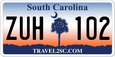 SC license plate ZUH102