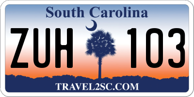 SC license plate ZUH103