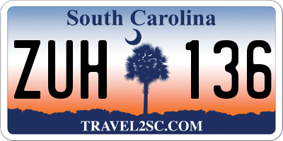 SC license plate ZUH136