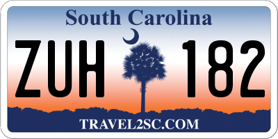 SC license plate ZUH182