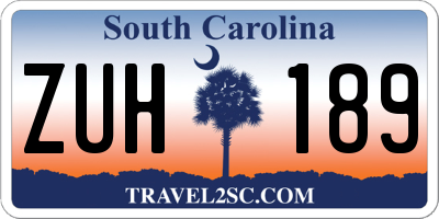 SC license plate ZUH189