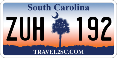 SC license plate ZUH192