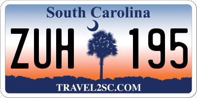SC license plate ZUH195