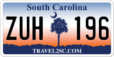 SC license plate ZUH196