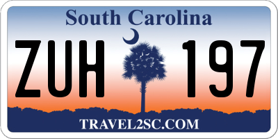 SC license plate ZUH197