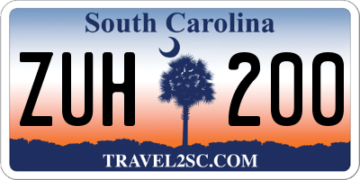 SC license plate ZUH200