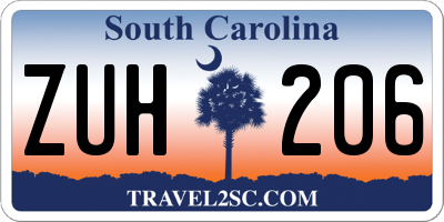 SC license plate ZUH206