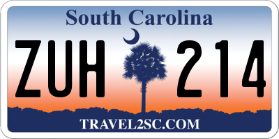 SC license plate ZUH214