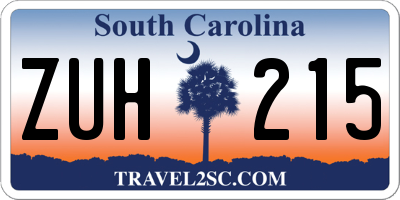SC license plate ZUH215