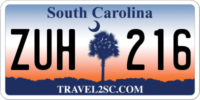 SC license plate ZUH216