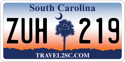 SC license plate ZUH219