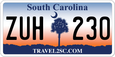 SC license plate ZUH230