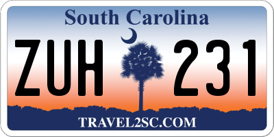 SC license plate ZUH231