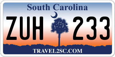 SC license plate ZUH233