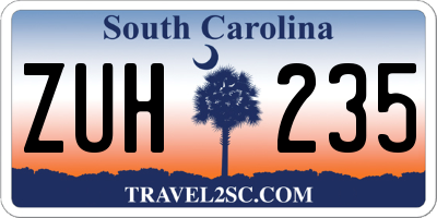 SC license plate ZUH235