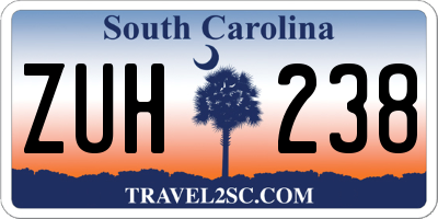 SC license plate ZUH238