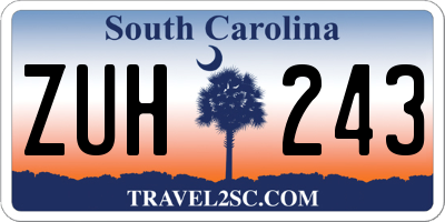 SC license plate ZUH243