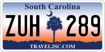 SC license plate ZUH289